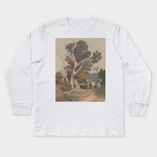 A Group of Trees by a Fence by John Sell Cotman Kids Long Sleeve T-Shirt
